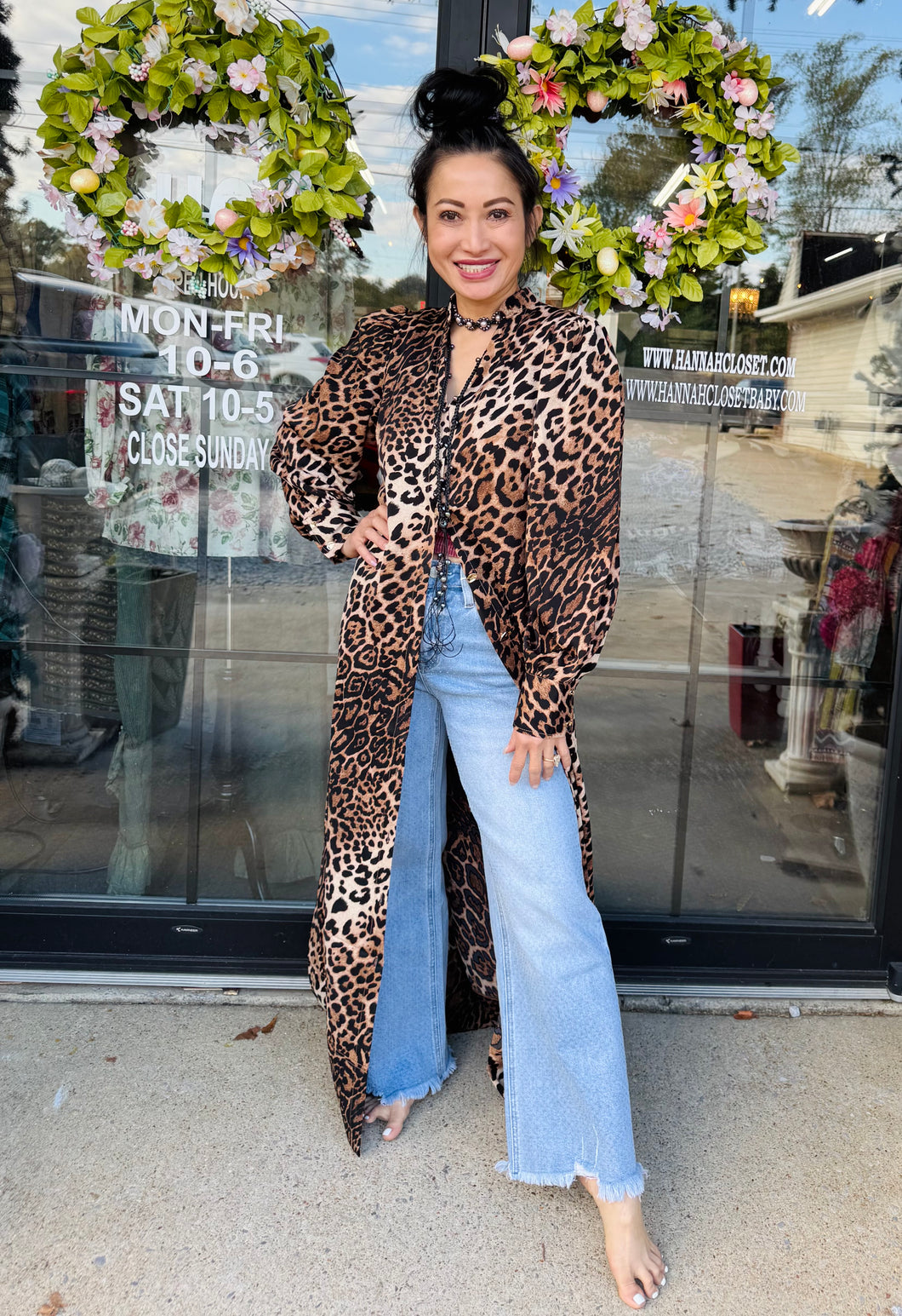 Leopard maxi dress - duster