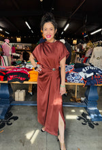 Load image into Gallery viewer, Glam - Gathered Metal Trim Short Sleeve Midi Dress
