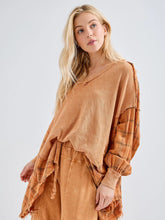 Load image into Gallery viewer, J. Her - Mineral Wash Pullover with Plaid Flannel top

