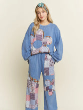 Load image into Gallery viewer, J. Her - Mineral Washed Boho Patch Daisy Lounge pants
