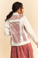 Load image into Gallery viewer, Floral Embroidered Panel Detail Denim Jacket
