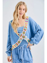 Load image into Gallery viewer, J. Her - Fisherman Core Mineral washed Crisscross Crochet Top
