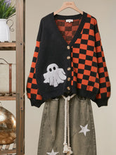 Load image into Gallery viewer, HCB -= Checkerboard Halloween Cardigan
