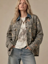 Load image into Gallery viewer, J.nna - Denim Collar Camo Shacket

