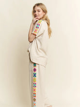 Load image into Gallery viewer, J. Her - Mineral Washed Real Crochet Patch Side Trim Pants
