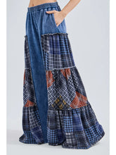 Load image into Gallery viewer, J. Her - Mineral Washed Tiered Plaid Wide Flare Pants
