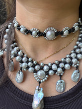 Load image into Gallery viewer, HC - Nine Sunflower Choker Silver Pearl 16"-18"
