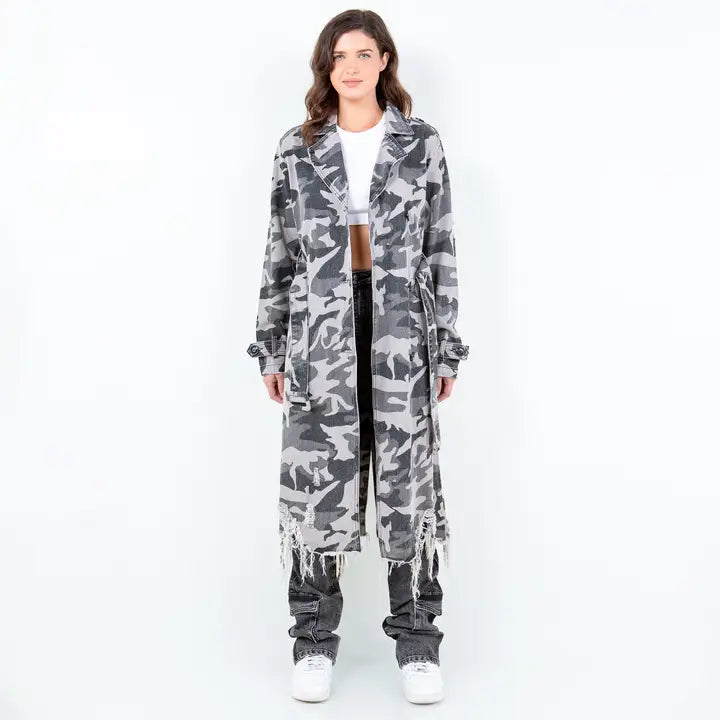 Gray Camouflage Trench COAT