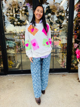 Load image into Gallery viewer, Jnna - Floral Jaquard Denim Wide Leg Bottoms

