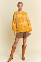 Load image into Gallery viewer, Textured Floral Crew Neck Pull Over Sweater Top
