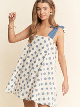 Load image into Gallery viewer, J.NNA - A-Line Polka-Dot Sleeveless Mini Dress BLUE
