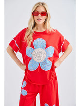 Load image into Gallery viewer, J. her - Cotton French Terry Flower Doily Patched top
