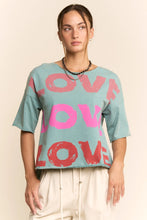 Load image into Gallery viewer, Davi &amp; Dani Garmet Washed Love Printed Short Sleeve Top
