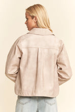 Load image into Gallery viewer, Davi &amp; Dani - Washed Faux Leather Chest Pocket Open Jacket
