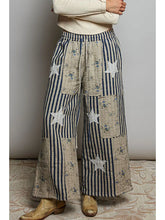 Load image into Gallery viewer, Pol -  Blue Striped Lace Star Patchwork Quilted Pants
