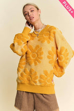 Load image into Gallery viewer, Textured Floral Crew Neck Pull Over Sweater Top

