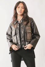 Load image into Gallery viewer, Davi &amp; Dani - Washed Faux Leather Chest Pocket Open Jacket
