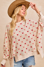 Load image into Gallery viewer, BiBi - Valentine&#39;s Heart Waffle Thermal Sweatshirt Top
