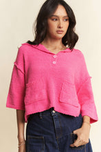 Load image into Gallery viewer, Textured Sweater Knit Knotched V-neck Top
