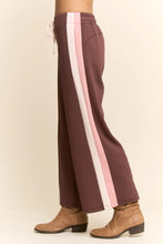 Load image into Gallery viewer, Davi &amp; Dani - Wide Leg Track Pant Side Stripes Drawstring Waist
