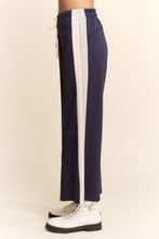 Load image into Gallery viewer, Davi &amp; Dani - Wide Leg Track Pant Side Stripes Drawstring Waist
