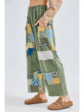 Load image into Gallery viewer, J. Her - Mineral washed Patchwork Lace Detail Wide Leg Pants
