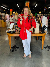 Load image into Gallery viewer, HC - Front Pleated Point Collar Shirt- Red
