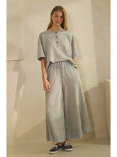 Load image into Gallery viewer, Oddi -  Contrast-Trim Henley Top and Pants Set
