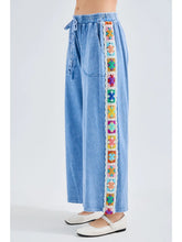 Load image into Gallery viewer, J. Her - Mineral Washed Real Crochet Patch Side Trim Pants
