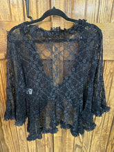 Load image into Gallery viewer, Origami - Sparkly All Lace Cardigan With Ties And Ruffles - Black
