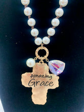 Load image into Gallery viewer, Icon Collection - Pearl Amazing Grace Cross Necklace
