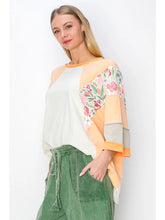 Load image into Gallery viewer, Raglan Top with Floral On the Sleeves
