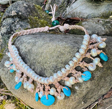 Load image into Gallery viewer, HC - Handmade White Pearl With Turquoise Choker
