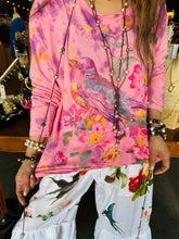 Load image into Gallery viewer, Bluevelvet - Flower Robin Print Tie Dye Long Sleeve Top - Pink
