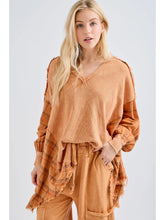 Load image into Gallery viewer, J. Her - Mineral Wash Pullover with Plaid Flannel top
