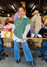 Load image into Gallery viewer, Pixi + Ivy -  Mock Neck Short Sleeve Soft Sweater Vest Top - Sage
