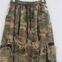 Load image into Gallery viewer, HCB - Hollow Mesh Camouflage Patchwork Cropped Pants
