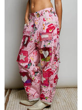 Load image into Gallery viewer, Pol - Heart Star Patch Elastic Waistband Lace Trim Straight Pants
