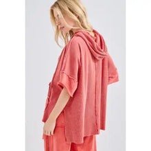 Load image into Gallery viewer, J. Her - Mineral wash Thermal Waffle Spring Hoodie
