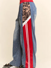 Load image into Gallery viewer, Davi &amp; Dani - Rhinestone Denim Side-Stripe Track Pants
