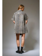 Load image into Gallery viewer, Blue B - Leopard Print Button-Up Denim Dress
