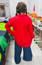 Load image into Gallery viewer, HC - Love Me Some Back Pleated Point Collar Shirt- Hurssy Red
