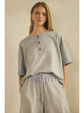Load image into Gallery viewer, Oddi -  Contrast-Trim Henley Top and Pants Set
