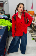 Load image into Gallery viewer, HC - Love Me Some Back Pleated Point Collar Shirt- Hurssy Red
