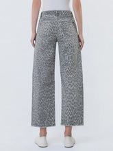 Load image into Gallery viewer, Vervet - High Rise Drawstring Grey Leopard Barrel Jeans
