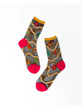 Load image into Gallery viewer, Sock Candy - Pearls &amp; Jewels Black Sheer Ankle Sock
