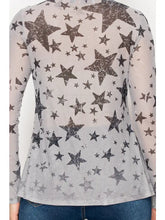Load image into Gallery viewer, Origami -  All-Mesh Long Sleeve Top – Grey With Stars
