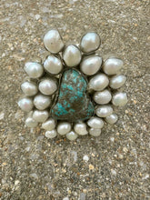 Load image into Gallery viewer, A Rare Bird - Pearl Turquoise Cuff Bracelet

