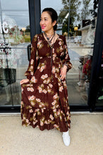 Load image into Gallery viewer, Davi &amp; Dani - Boho Floral Printed Ruffle V-Neck Long Sleeve Tiered Dress
