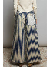 Load image into Gallery viewer, Pol -  Blue Striped Lace Star Patchwork Quilted Pants
